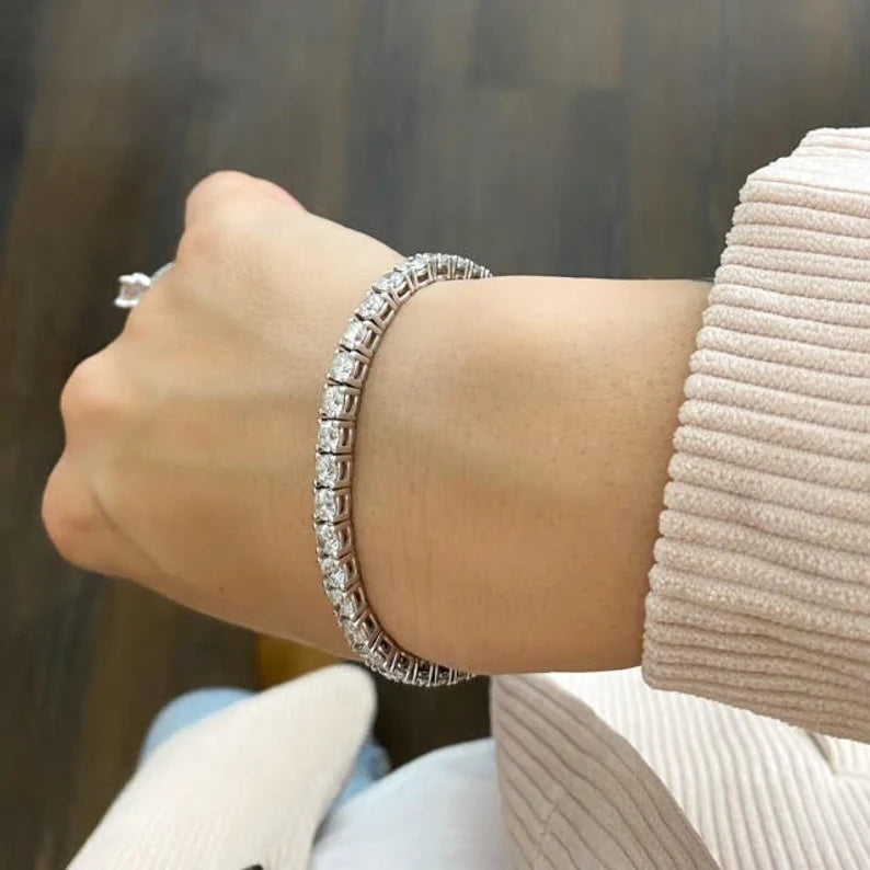 Pulseira Riviera prata 1 quilate cada pedra com 16 cm