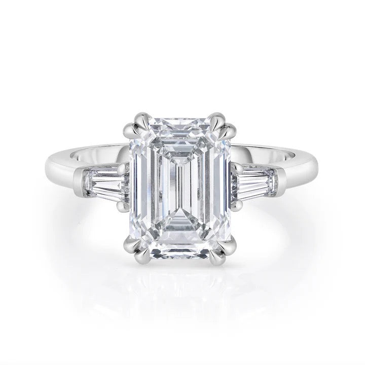 Anel Melki Emerald Cut 5 CTs prata 925