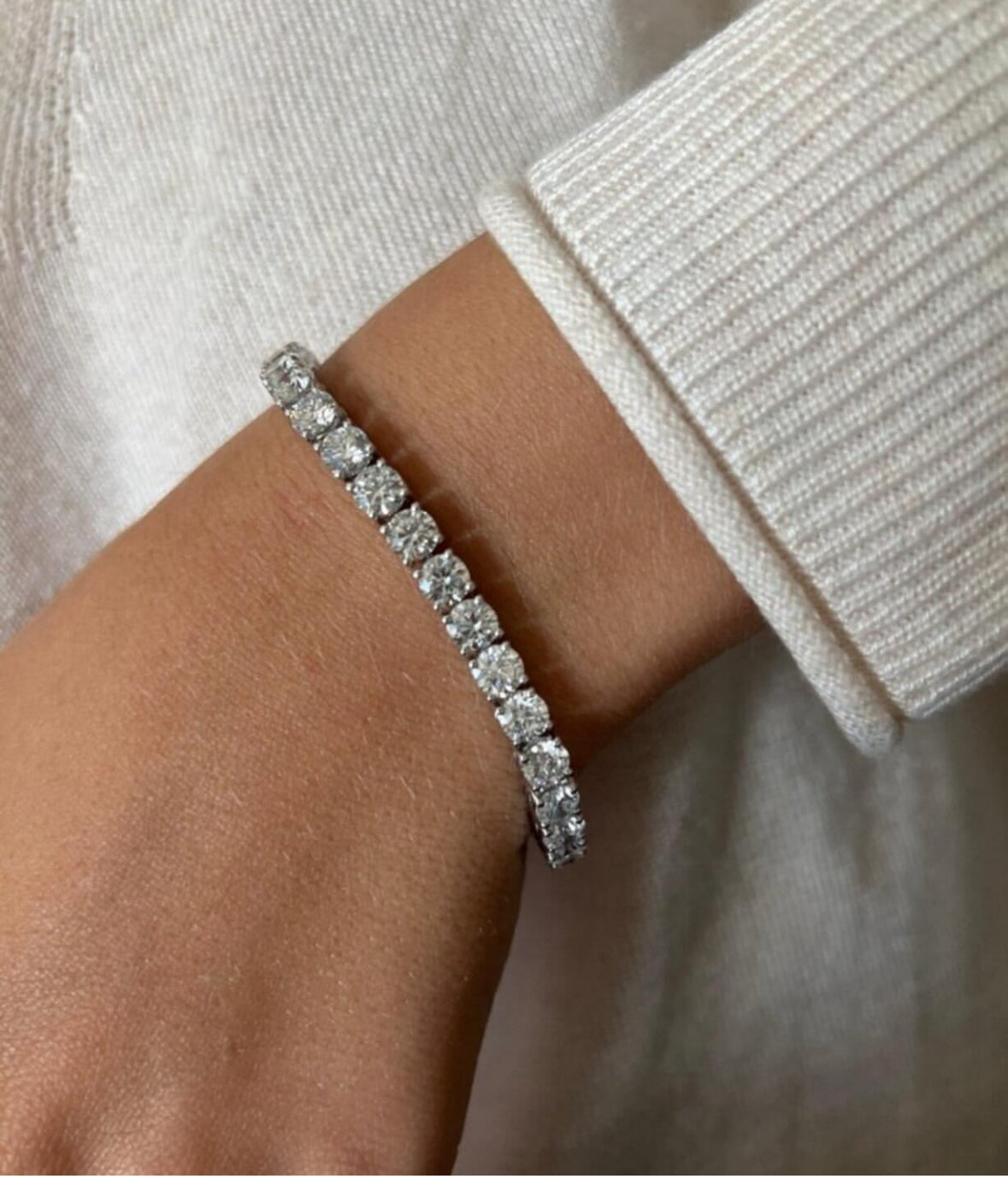 Pulseira Riviera prata 1 quilate cada pedra com 16 cm