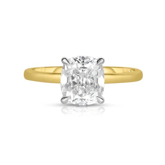 Solitário Anel Asscher 3 quilates prata com banho de ouro 18k