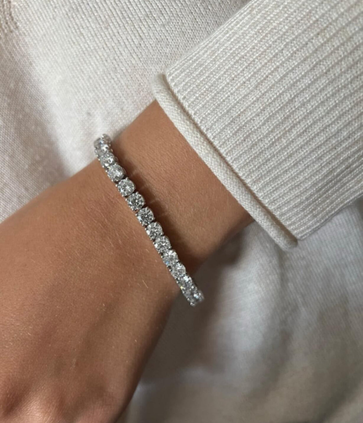 Pulseira Riviera prata 1 quilate cada pedra com 16 cm