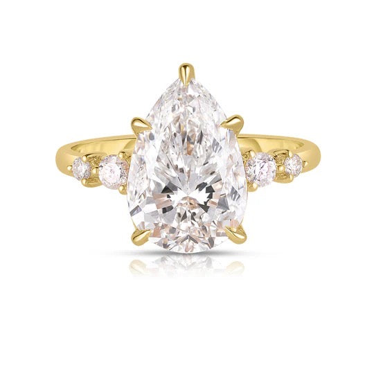 Anel Neos prata com banho de ouro 18k Gota 5 cts