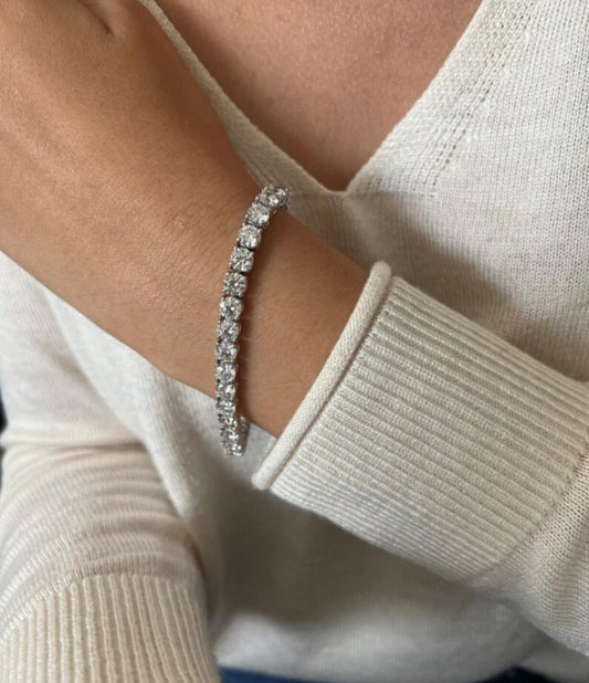 Pulseira Riviera prata 1 quilate cada pedra com 16 cm