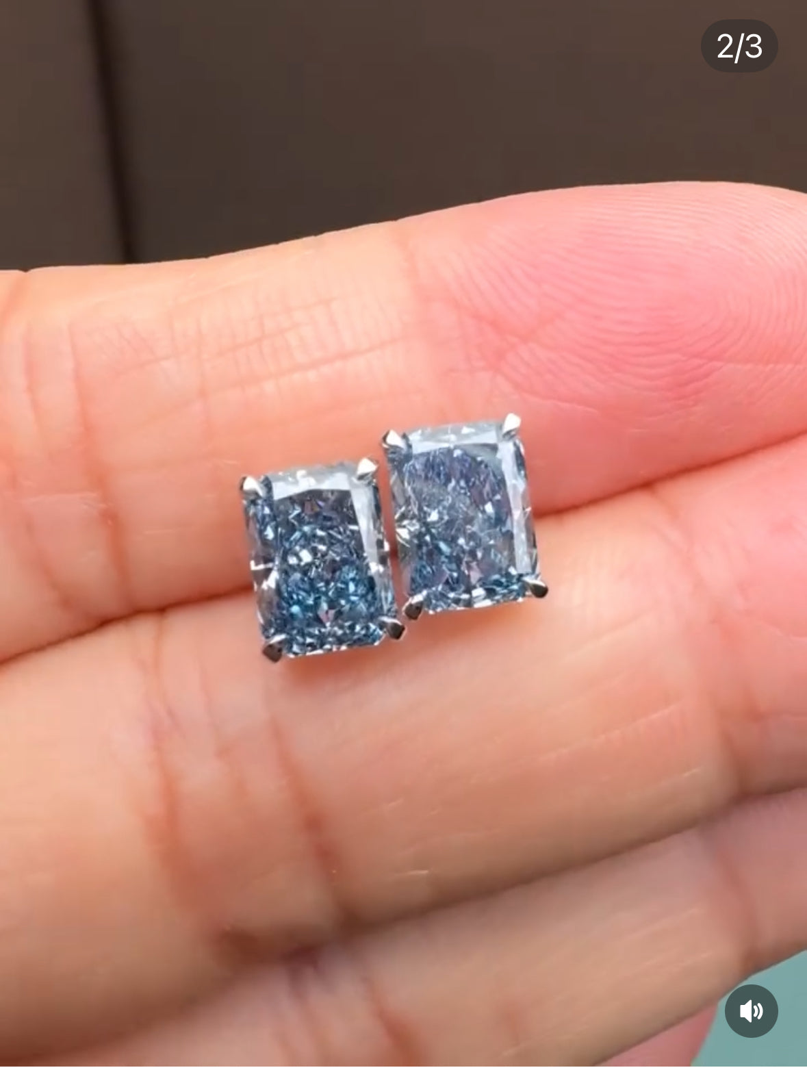 Brinco de Diamante Moissanite Azul de Prata 925 com banho de Rodium
