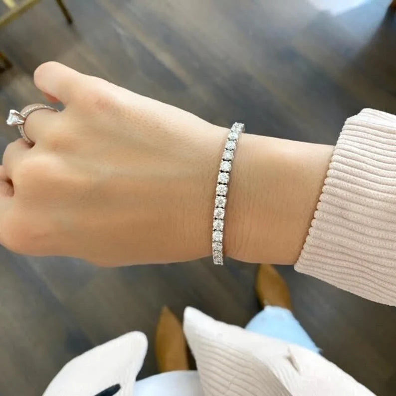 Pulseira Riviera prata 1 quilate cada pedra com 16 cm