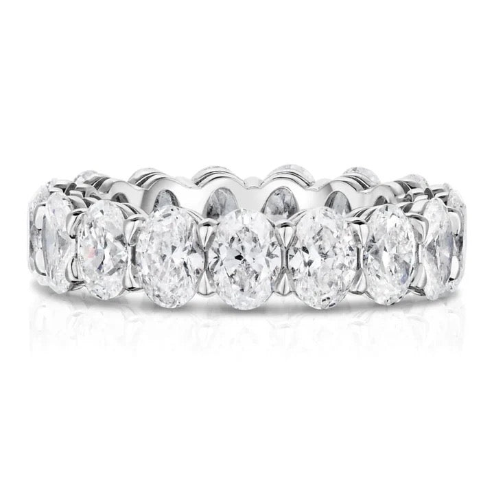 Aliança Moissanite prata 925 Oval Inteira 50 Pontos