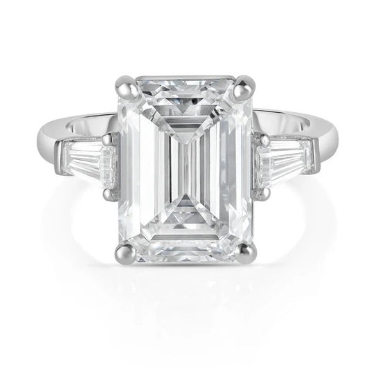 Anel Melki Emerald Cut 5 CTs prata 925