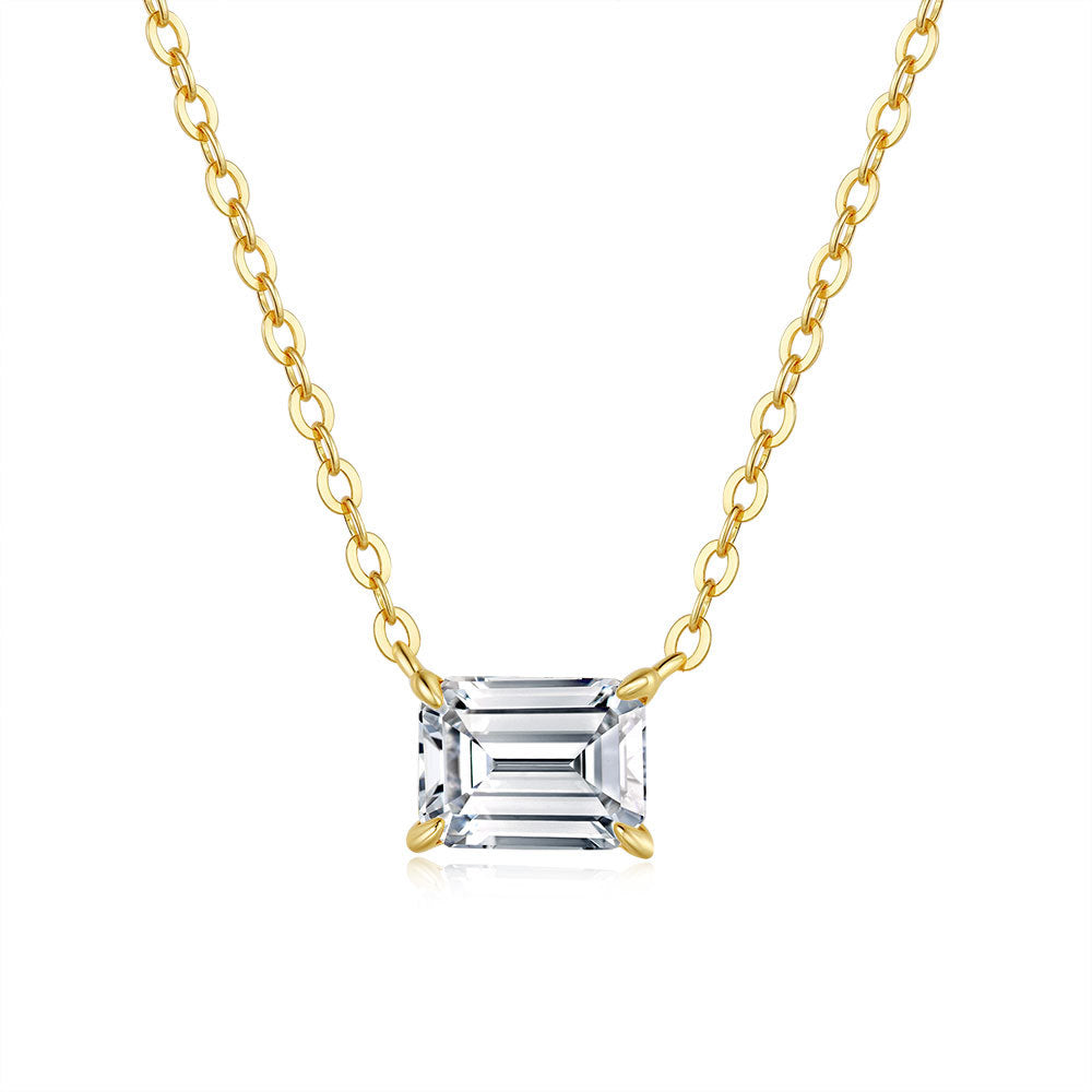 Colar Dourado 3 quilates Emerald Cut