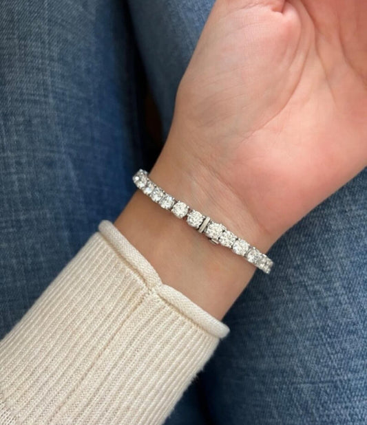 Pulseira Riviera prata 1 quilate cada pedra com 16 cm