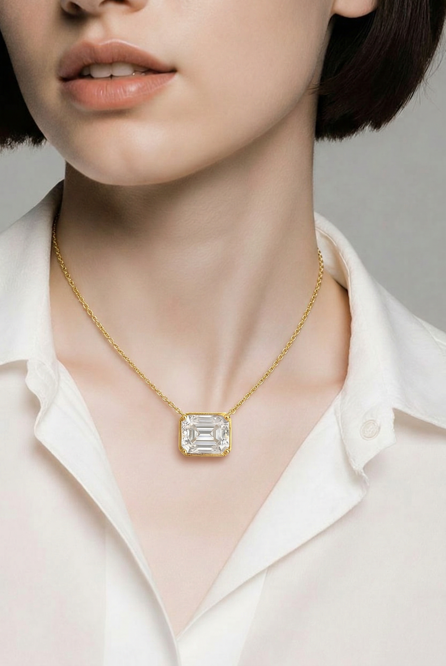Colar com pedra de 5 quilates emerald cut