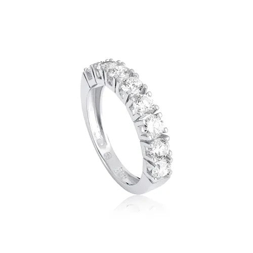 Meia Aliança Prata Lapidação Brilhante 30 pontos